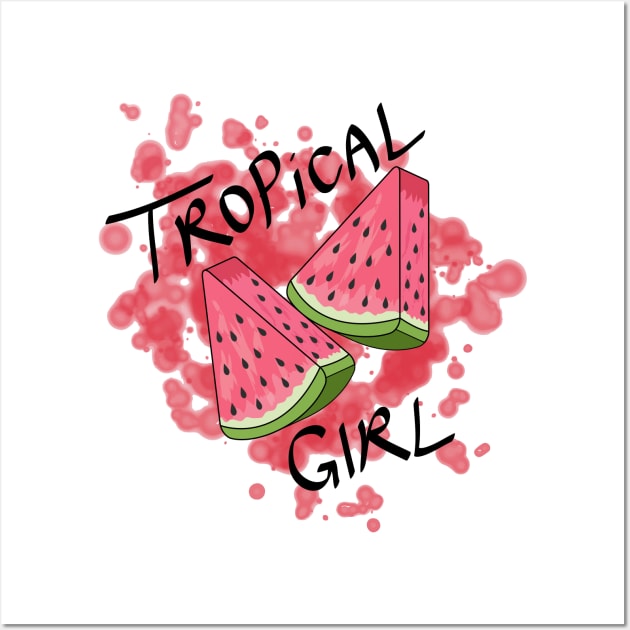 Tropical Girl - Watermelon Wall Art by Designoholic